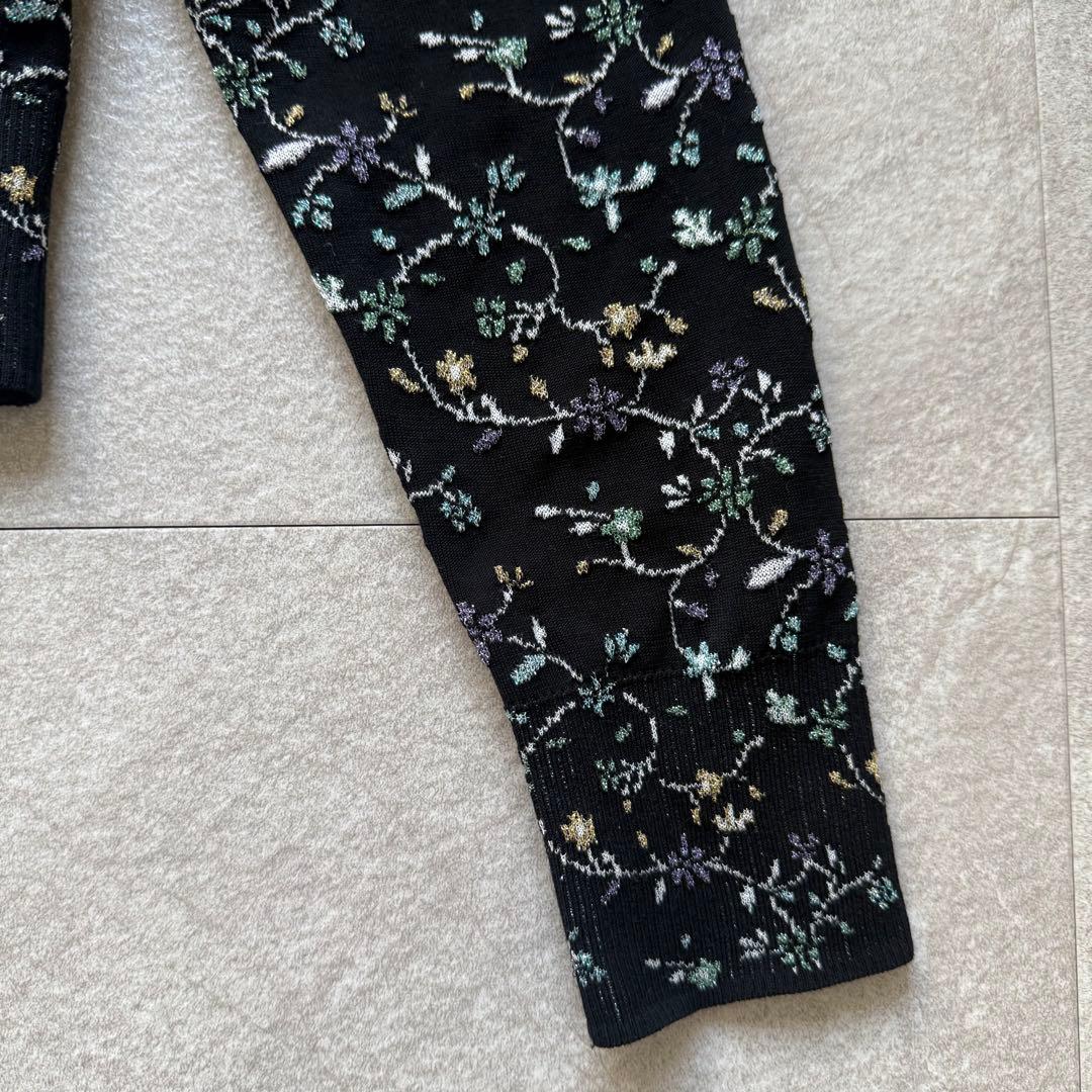 マメクロゴウチFloral Motif GlitterKnit Cardigan