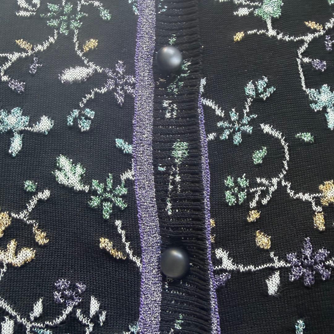 マメクロゴウチFloral Motif GlitterKnit Cardigan