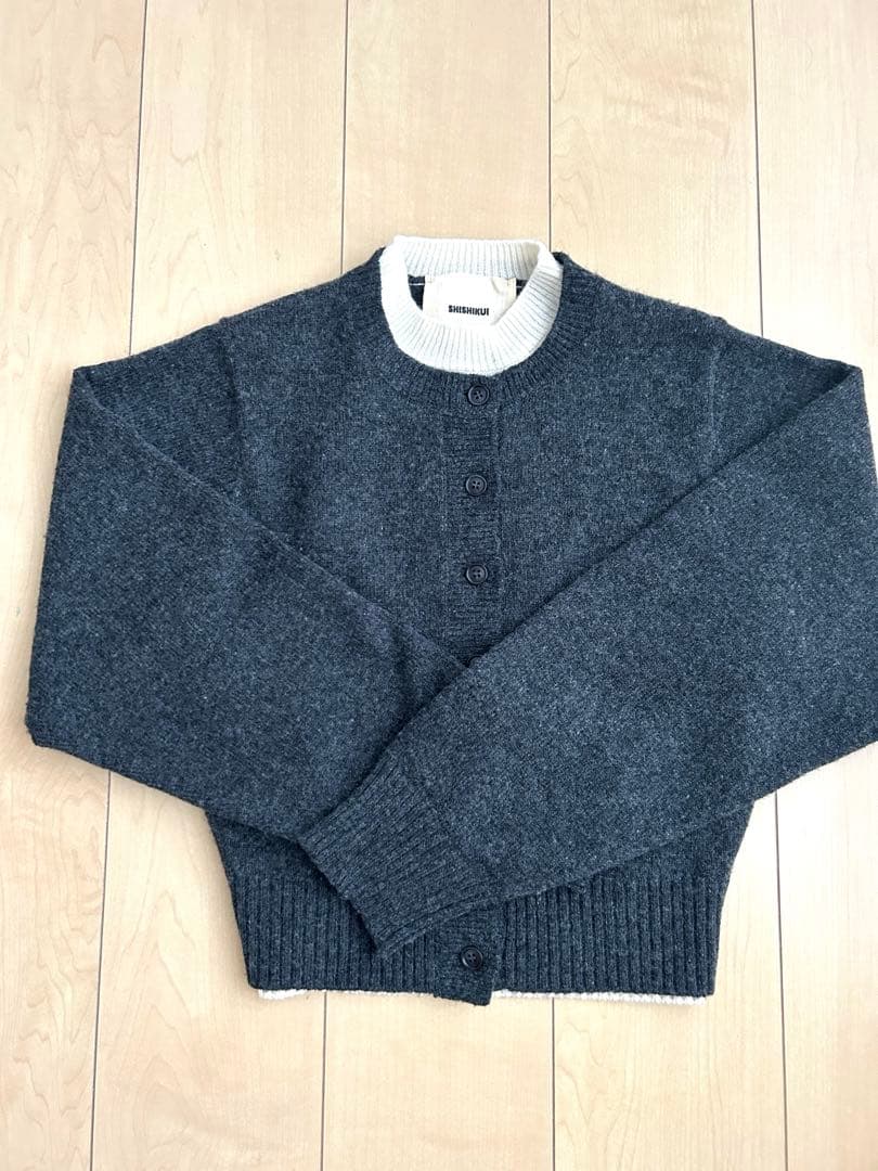 SHISHIKUI シシクイ nimai ニットGRAY×OFF カーディガン