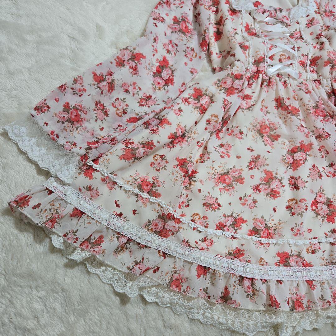 美品 Deany 花柄 レース フリル リボン ワンピース ロリータ 姫ギャル