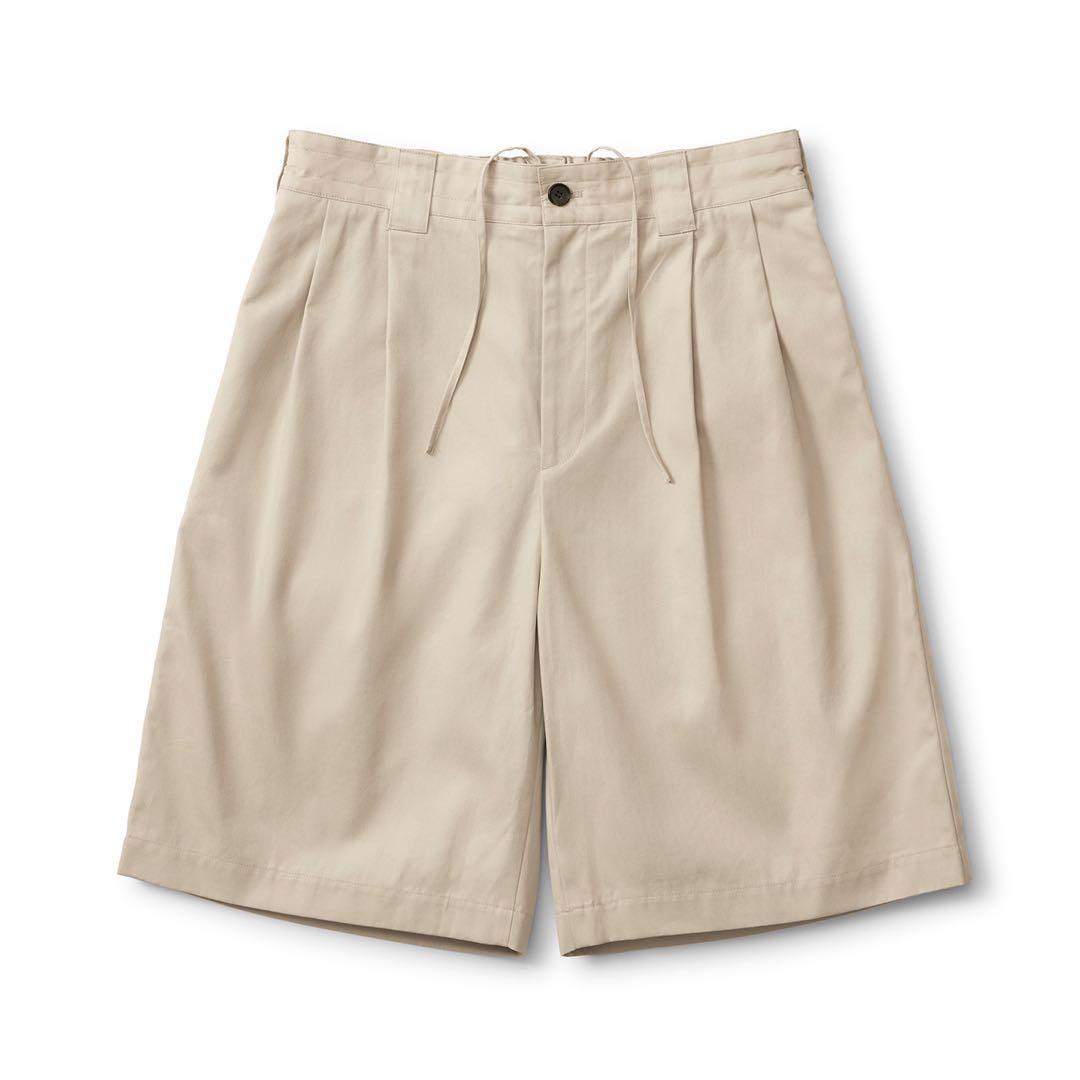 two tuck cotton wide short pant XL 美品
