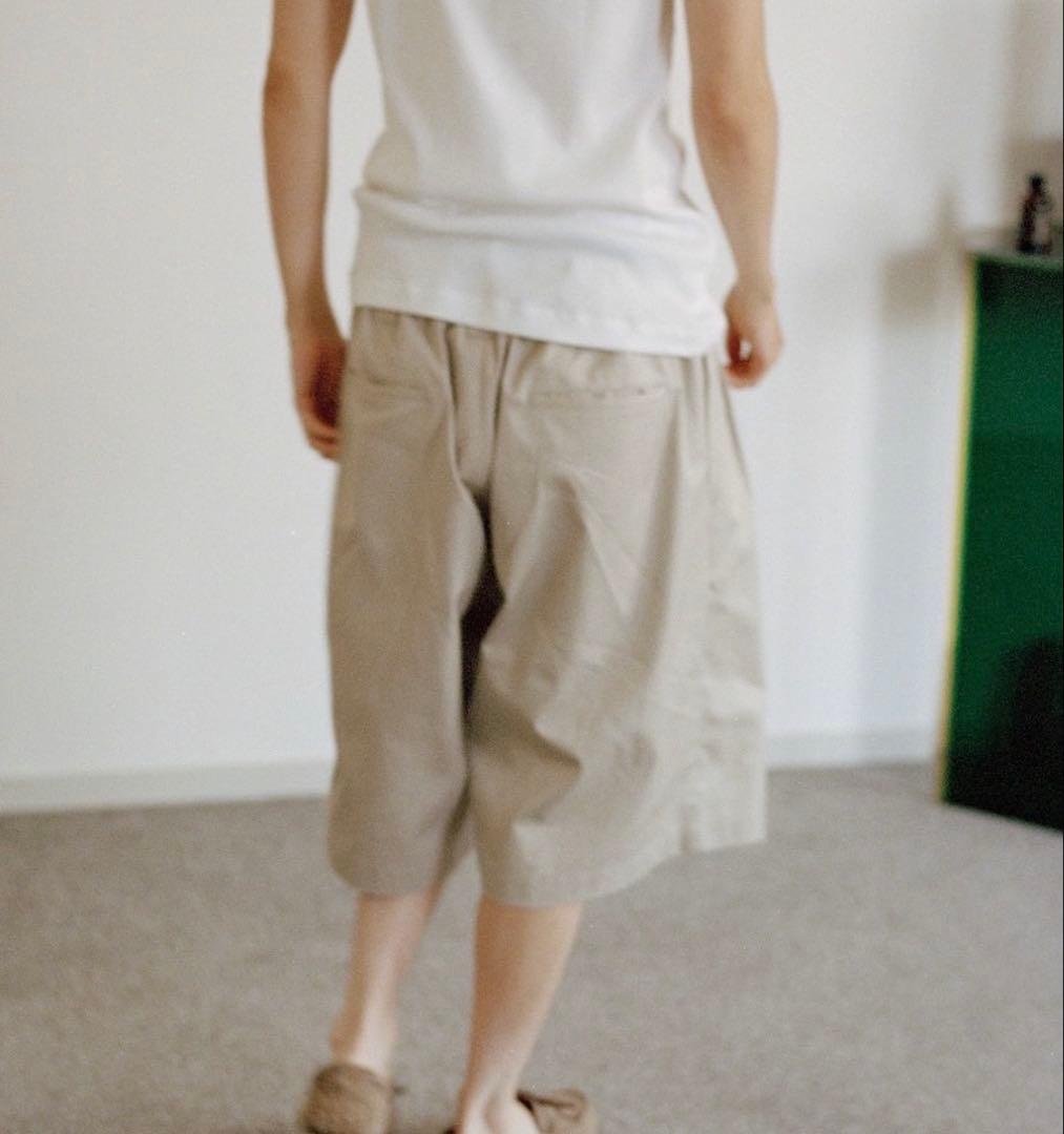 two tuck cotton wide short pant XL 美品