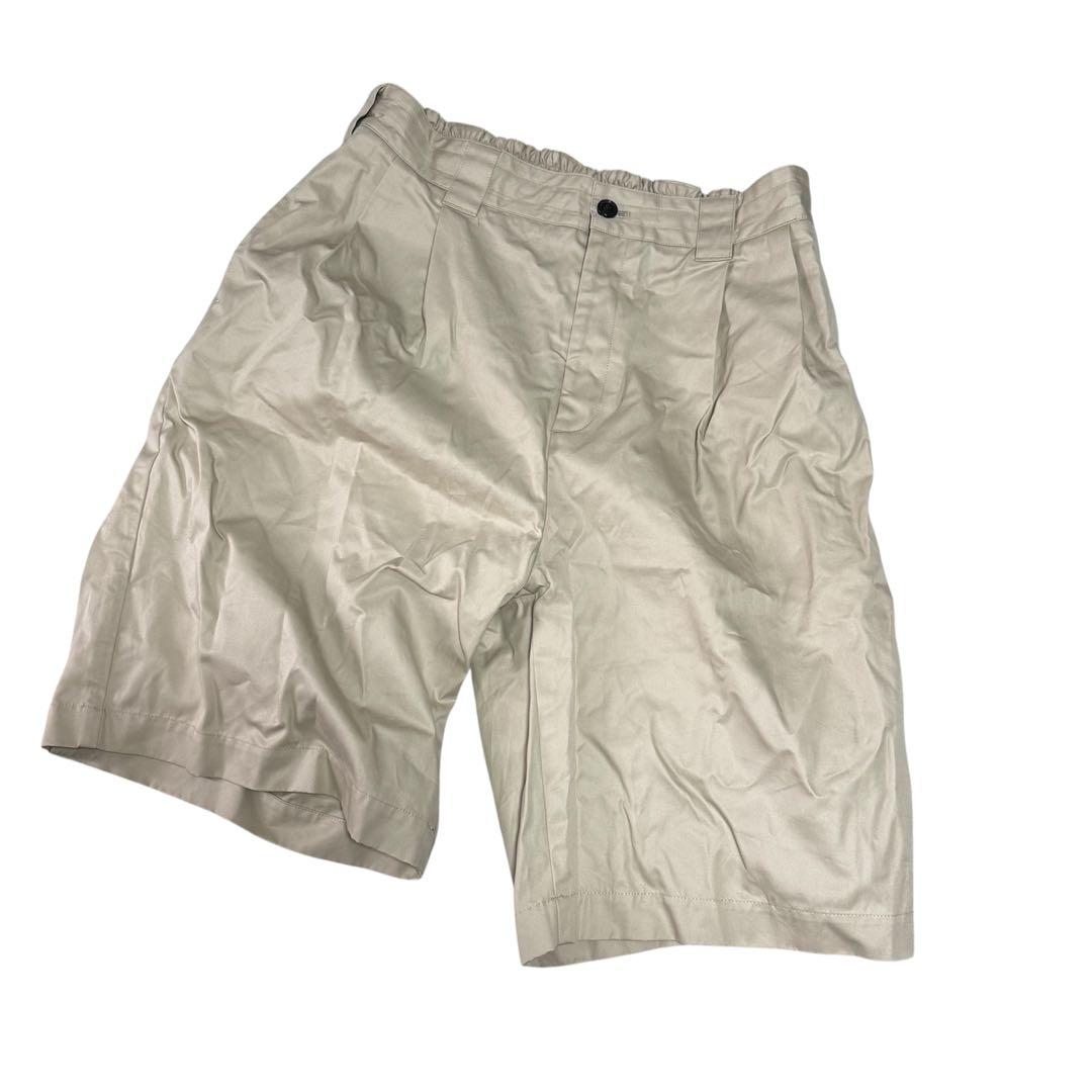 two tuck cotton wide short pant XL 美品