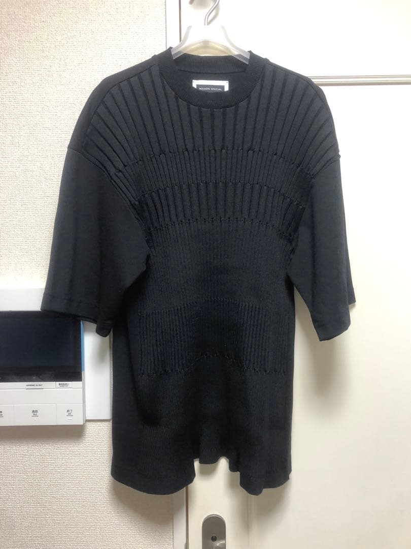 メゾンスペシャル リンクス ジャガード ニット コンビ オーバー Tシャツ