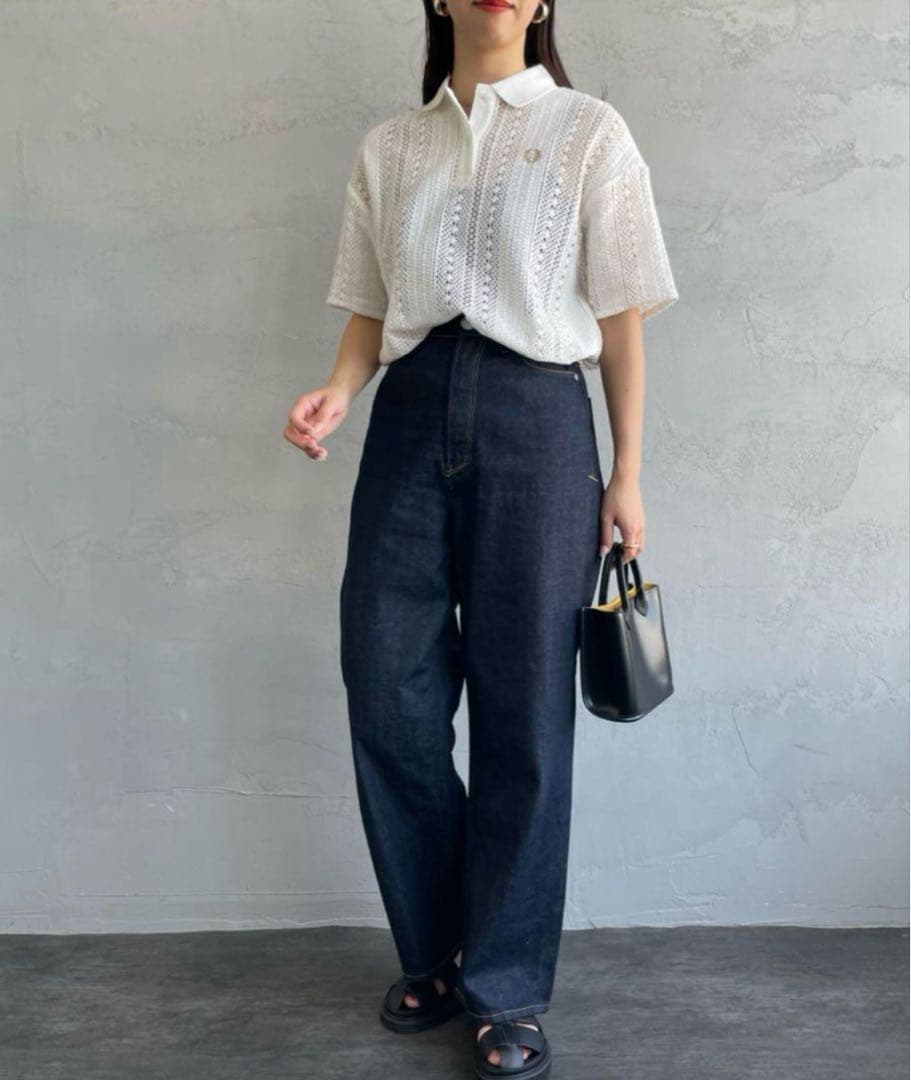 【極美品】FRED PERRY/フレッドペリー　総柄レース　ポロシャツ