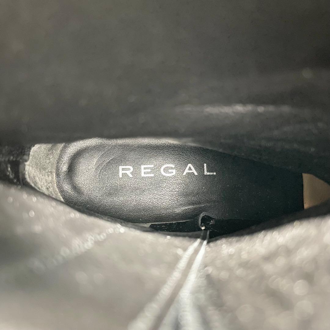 【美品】REGAL リーガル ショートブーツ サイドジップ レザー 黒 22.5