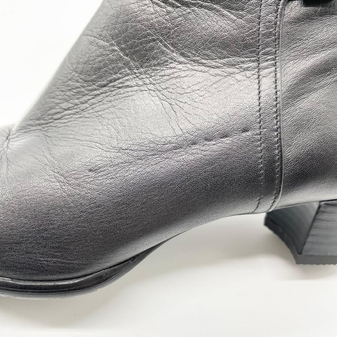 【美品】REGAL リーガル ショートブーツ サイドジップ レザー 黒 22.5