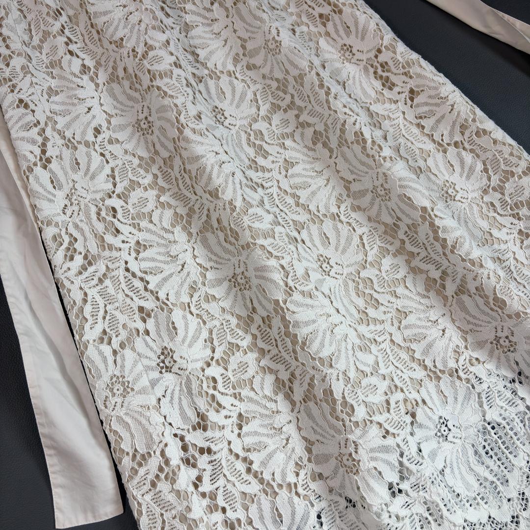 グレースコンチネンタル 総レース ロングスカート リボンベルト 花柄レース M