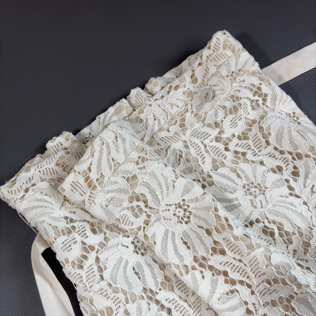 グレースコンチネンタル 総レース ロングスカート リボンベルト 花柄レース M