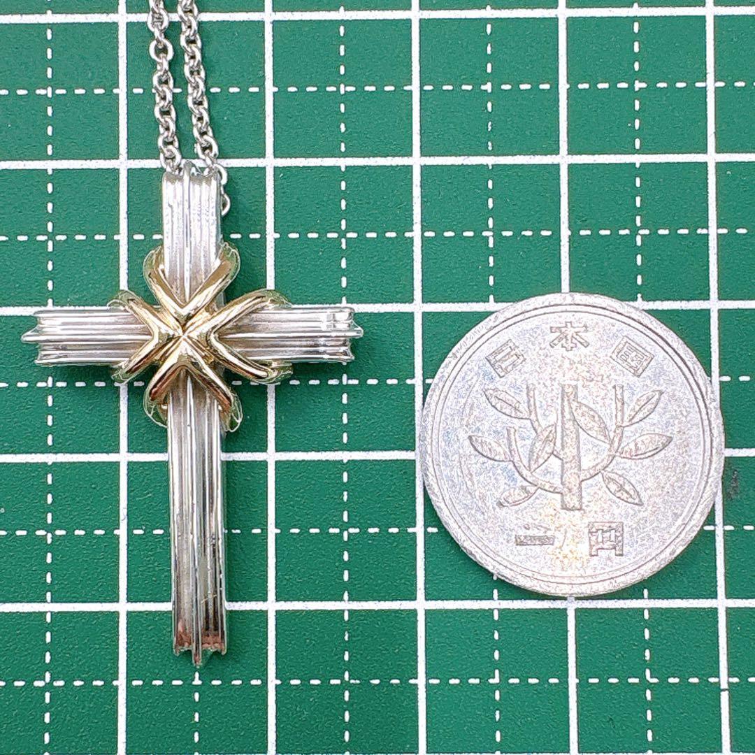 極美品 オールドティファニー シグネチャークロス コンビ シルバー k18