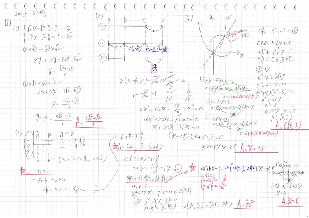 塾講師オリジナル数学解説 全問動画付 明明 2022～24高校入試過去問