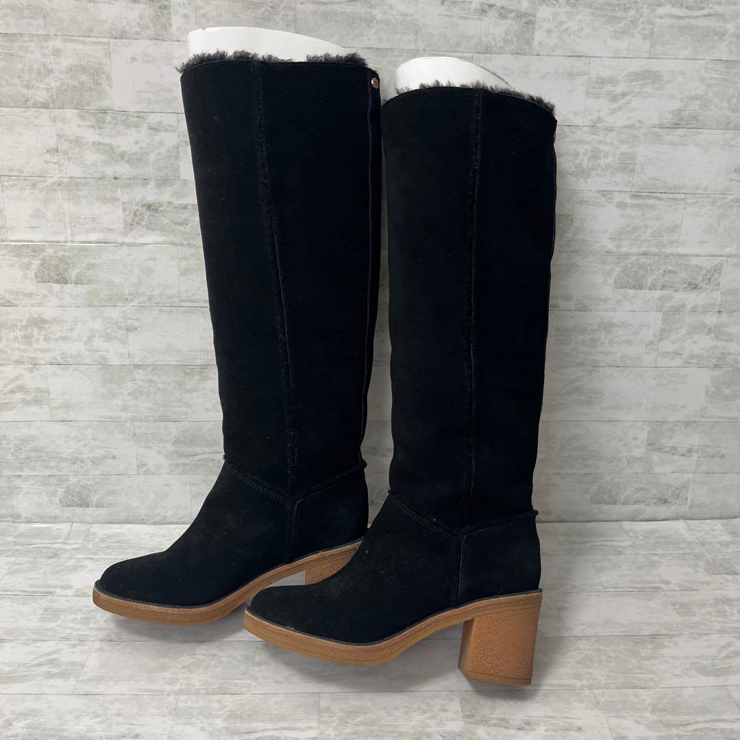 UGG アグ　スエード　ロングヒールブーツ　厚底　ブラック　23cm