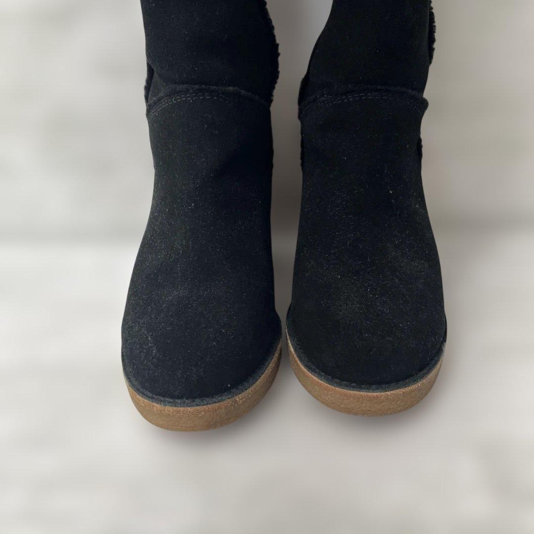 UGG アグ　スエード　ロングヒールブーツ　厚底　ブラック　23cm