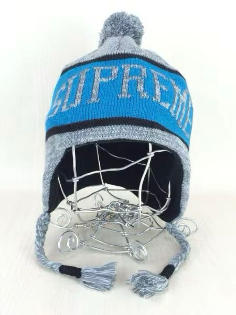Supreme Earflap Beanie イヤーフラップ　グレー　水色