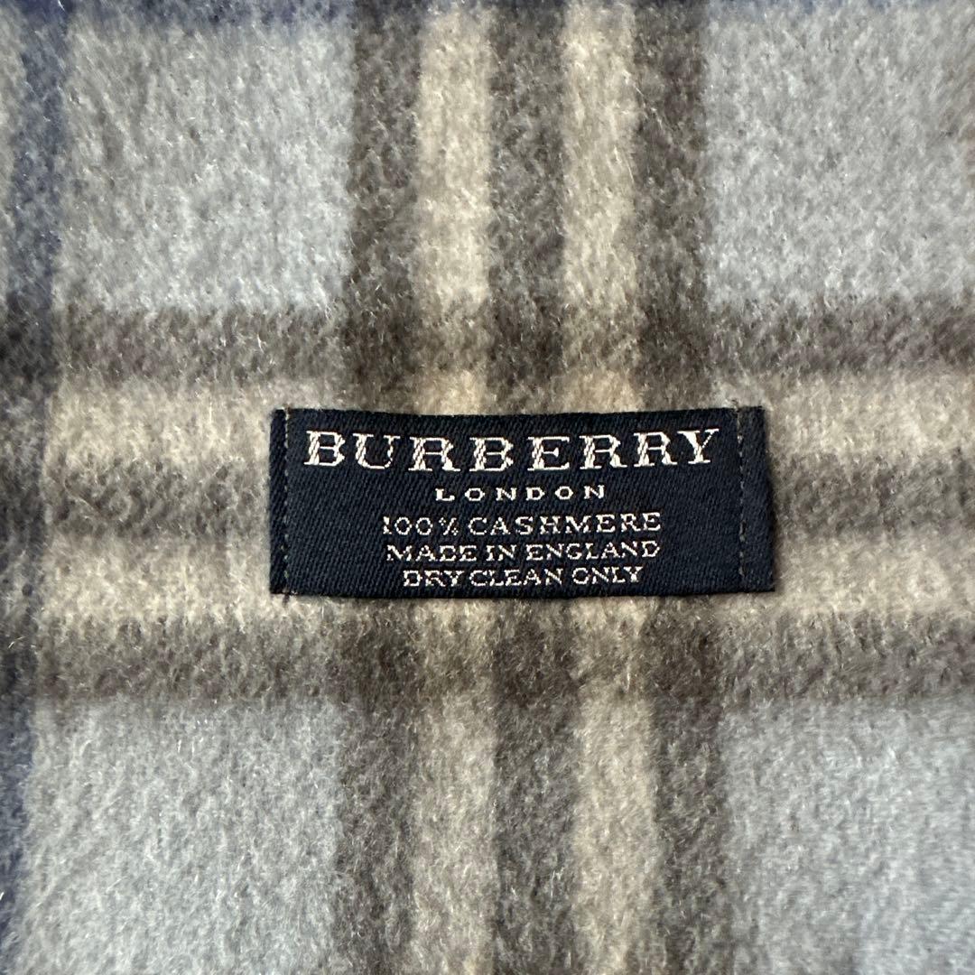 BURBERRY カシミヤ チェック柄マフラー 水色