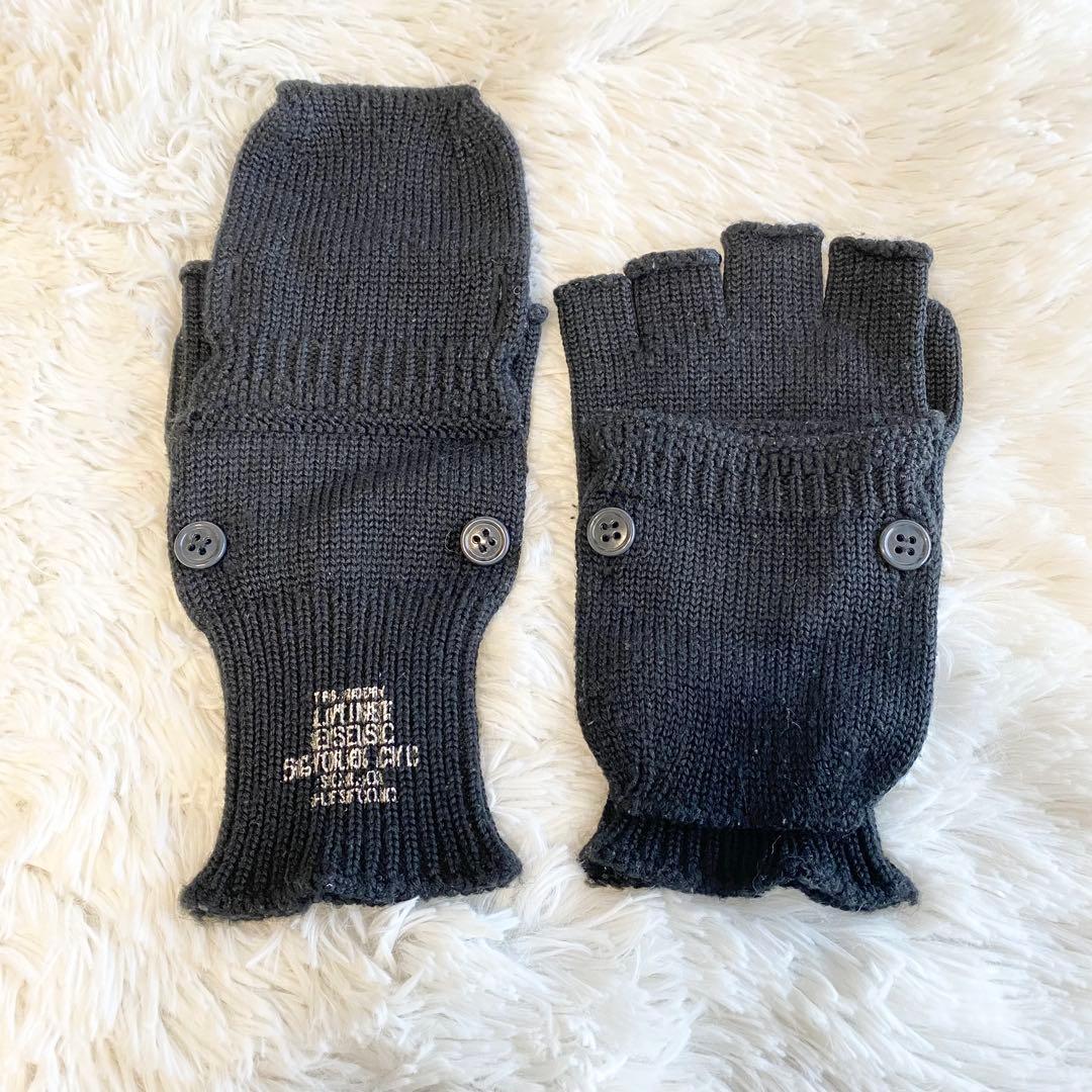 【良品】 N.HOLLYWOOD ミトン付き フィンガーレス ニット グローブ