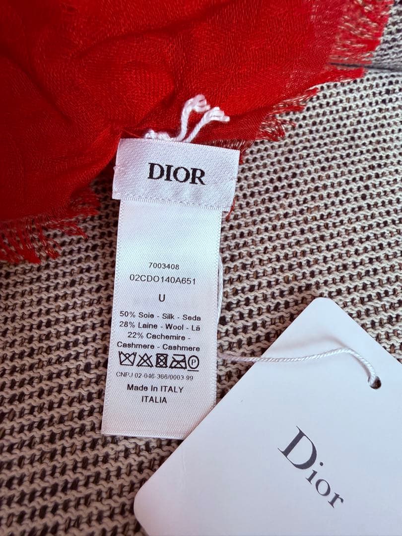 DIOR ディオール オブリーク シルクブレンド ショール ストール ルージュ赤