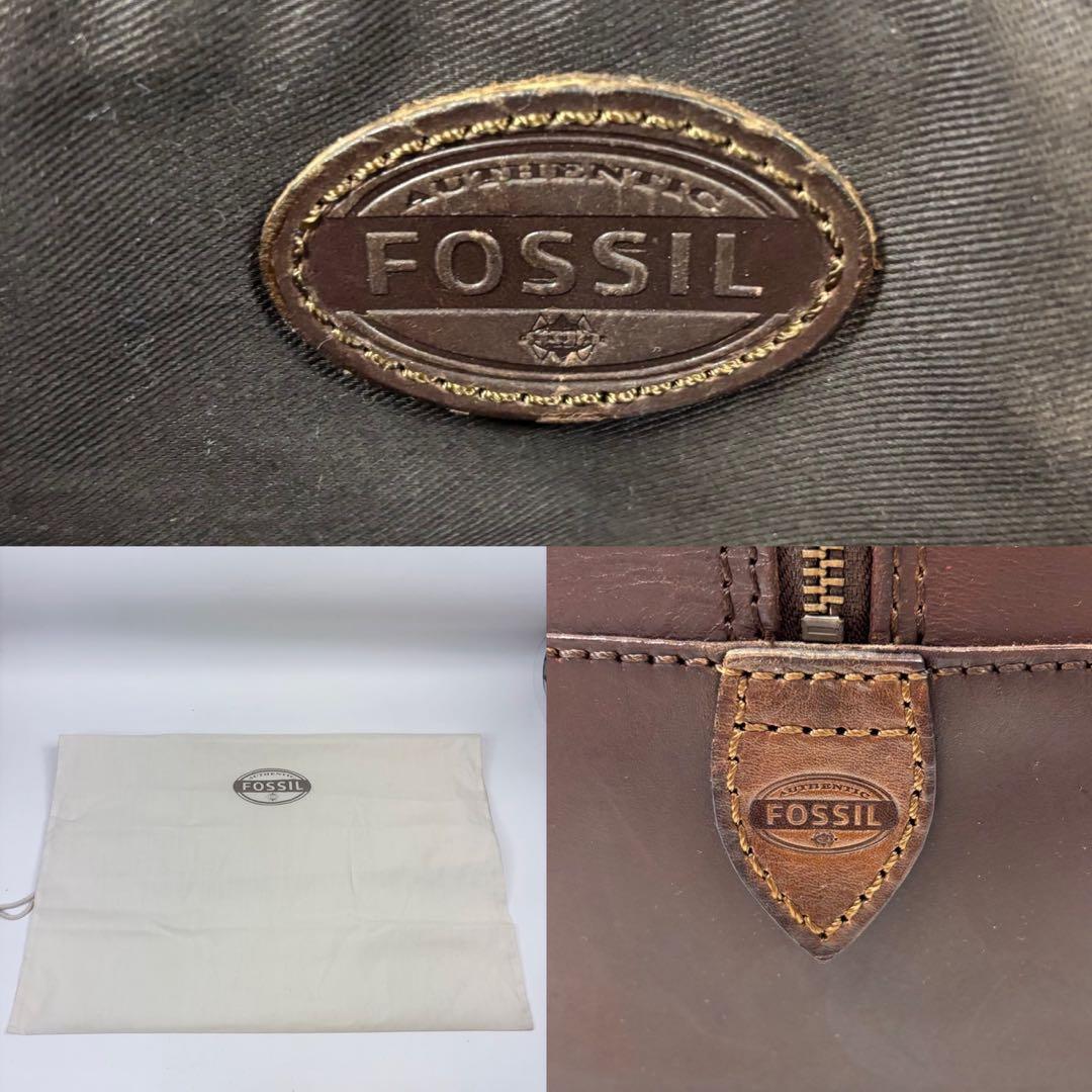 Fossil ボストンバッグ ブラウン レザー 大容量 ボーリング　2way