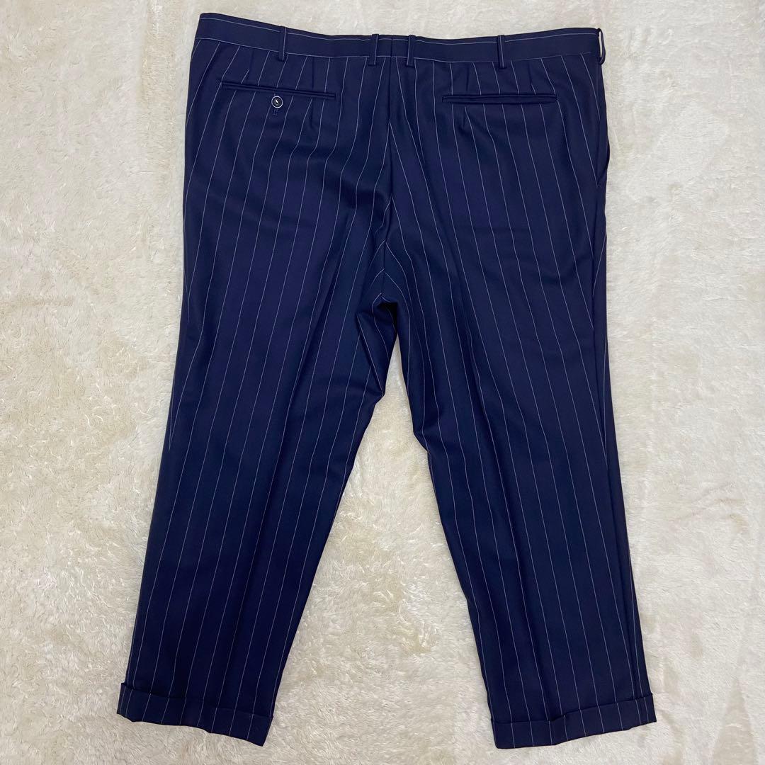 美品✨️CANONICO ハナビシ ダブル ストライプ オーダーメイドスーツ 紺