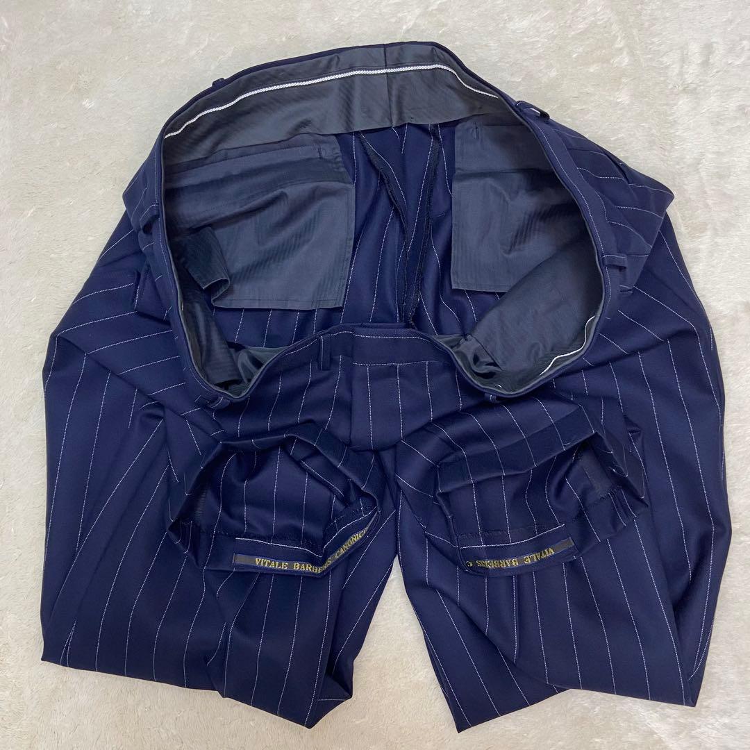 美品✨️CANONICO ハナビシ ダブル ストライプ オーダーメイドスーツ 紺