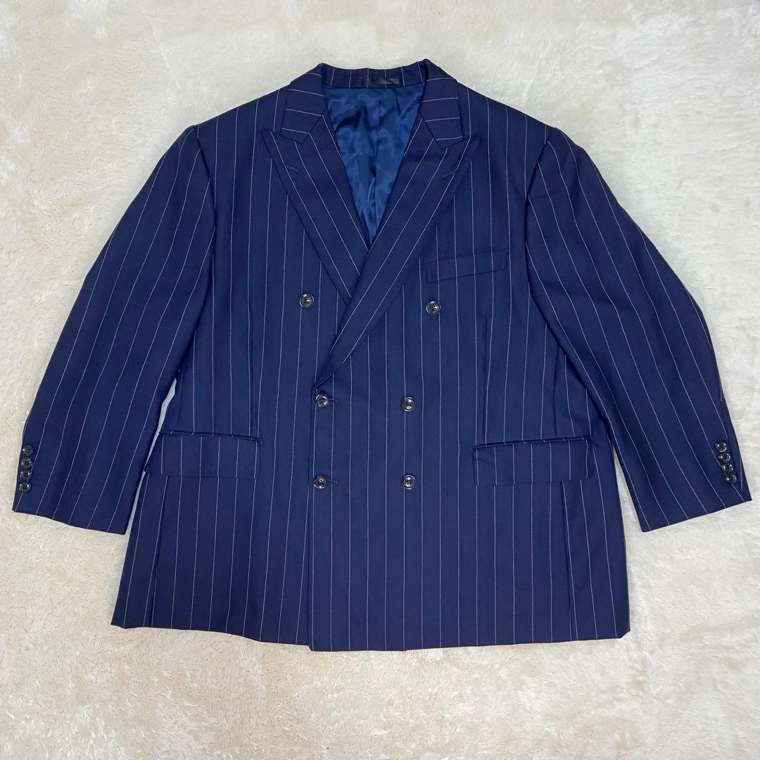 美品✨️CANONICO ハナビシ ダブル ストライプ オーダーメイドスーツ 紺