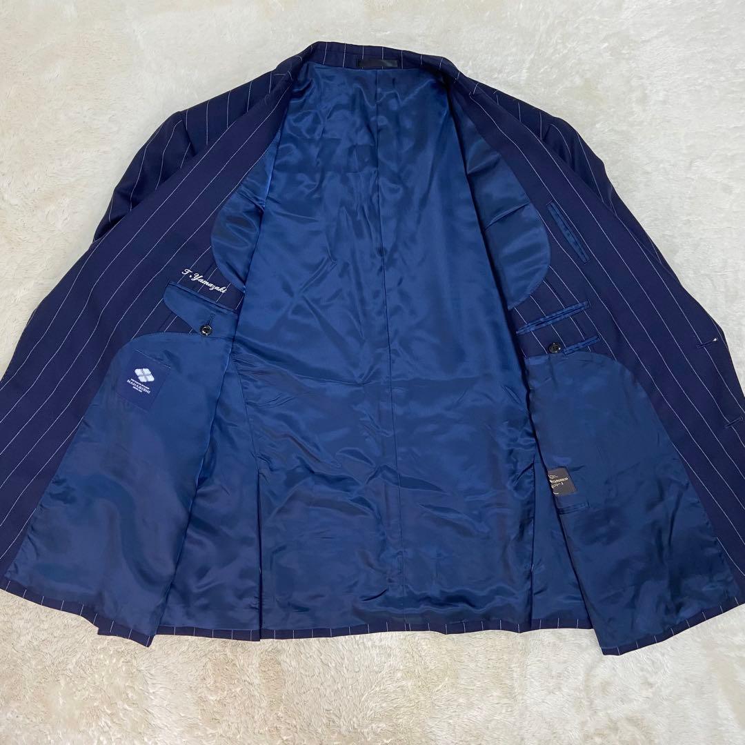 美品✨️CANONICO ハナビシ ダブル ストライプ オーダーメイドスーツ 紺