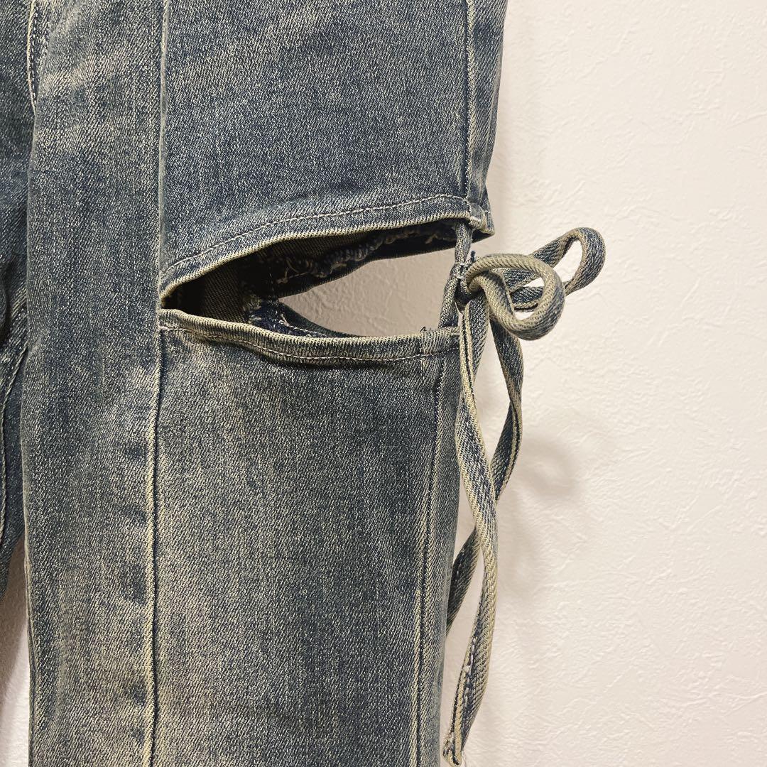 RESEXXY カットアウトリボンデニムパンツ　ブルー　Sサイズ