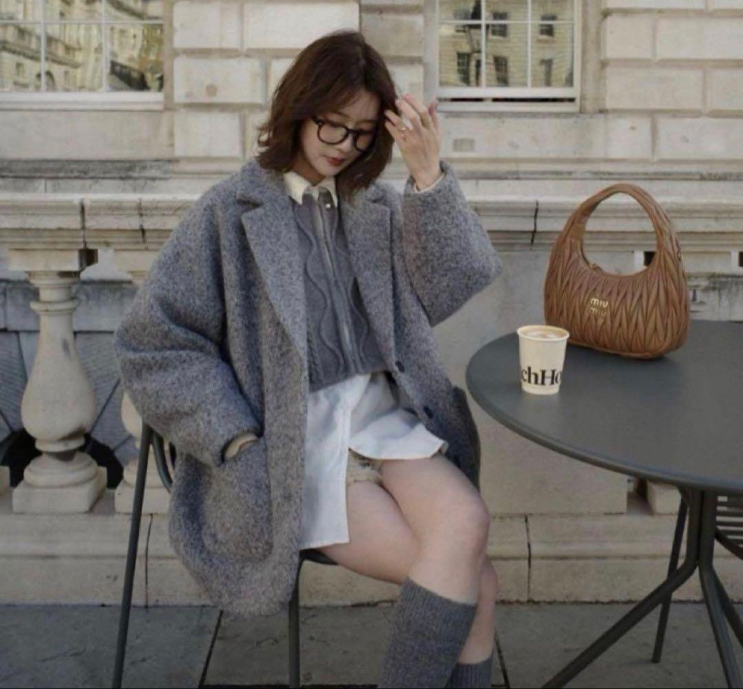 トップス eaphi CABLE KNIT CARDIGAN gray