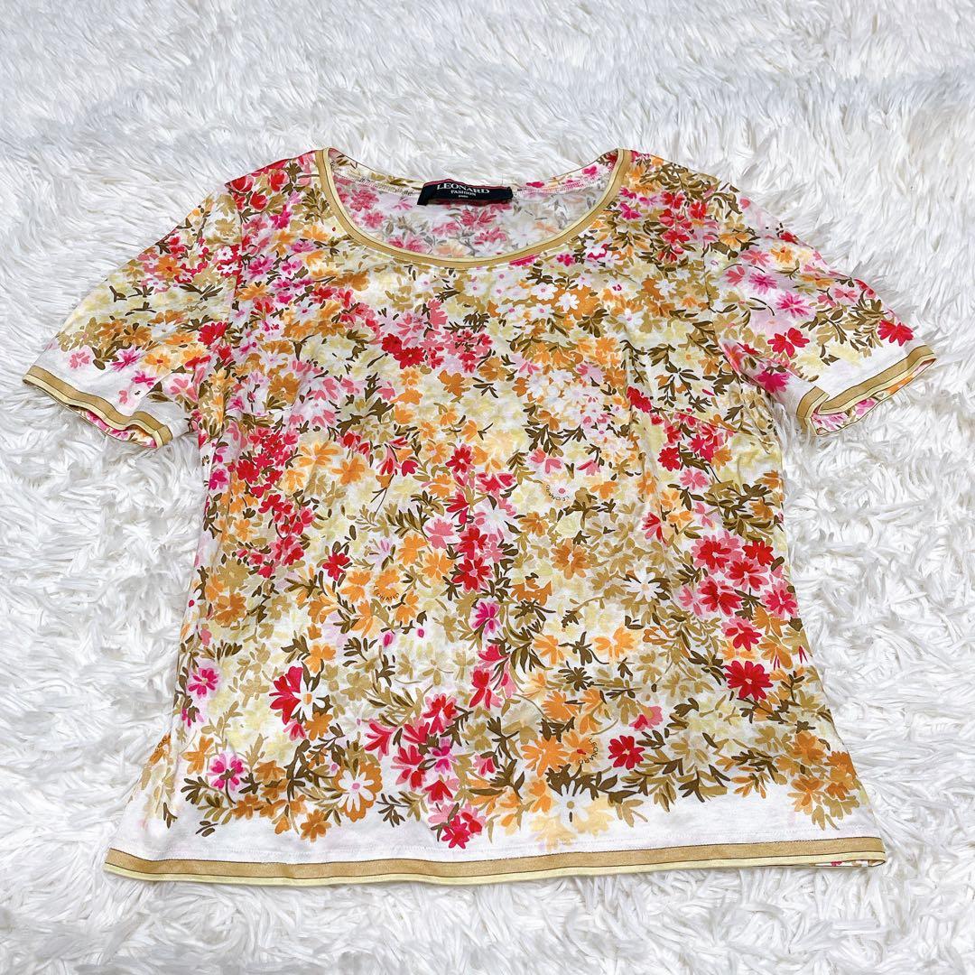 美品　レオナール　カーディガン　Tシャツ　2点セット　花柄　M