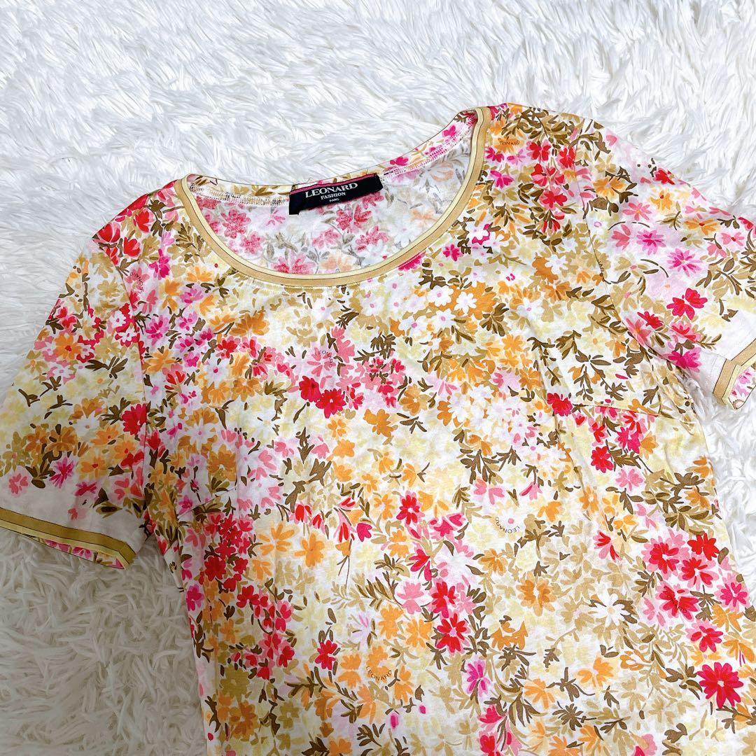 美品　レオナール　カーディガン　Tシャツ　2点セット　花柄　M