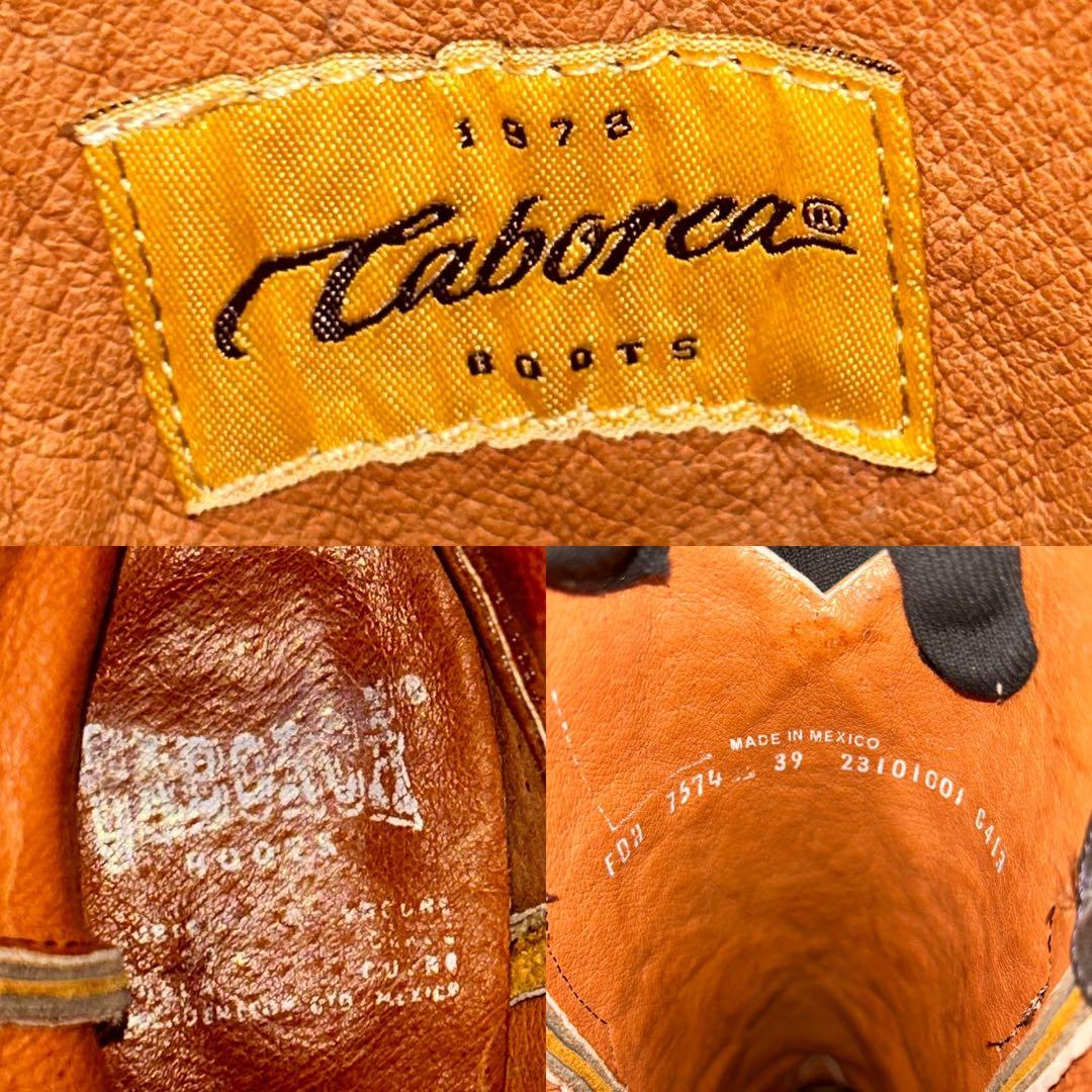 メキシコ製　Caborca カボルカ ウエスタンブーツ 刺繍　フラワー39 茶