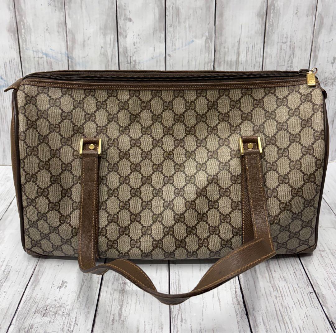 GUCCI グッチ　GG スプリーム　ボストンバッグ　ベージュ　ユニセックス