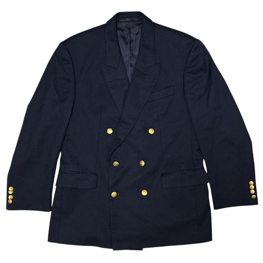 【美品】Burberrys バーバリー ダブル ジャケット 紺ブレ カシミヤ混