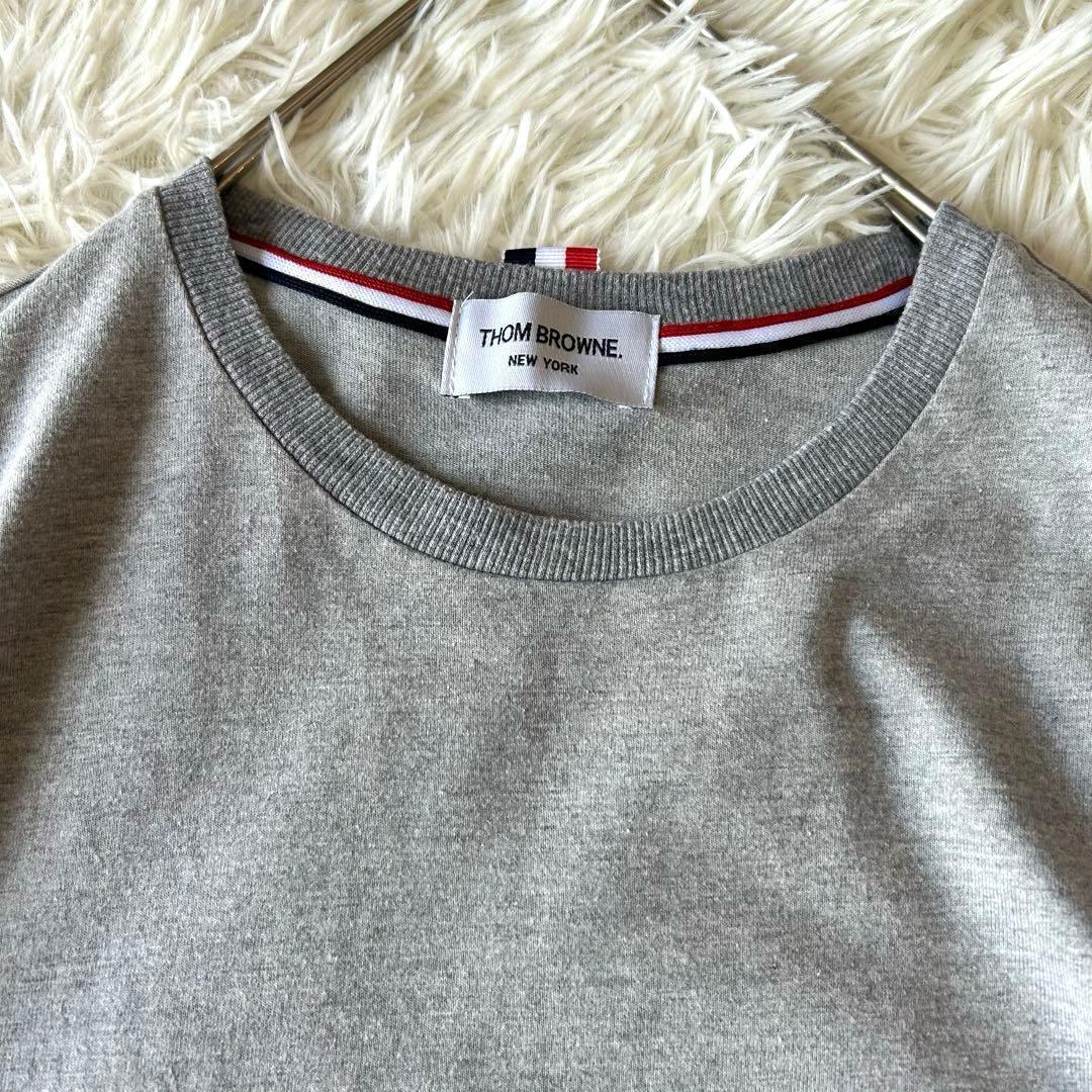 美品　トムブラウン　ボーダー半袖Tシャツ　4bar トリコロール　グレー　М〜L