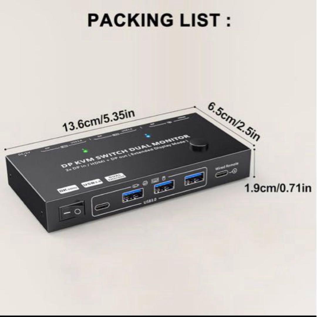 AIMOS デュアルモニター USB3.0 KVM 切替器 2入力2出力