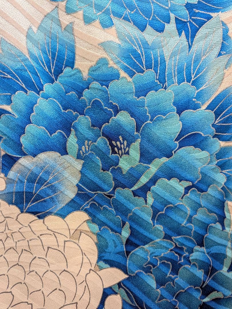 振袖フルセット(9点)成人式・高級手描き・豪華銀駒刺繍・くすみカラー・大輪花模様