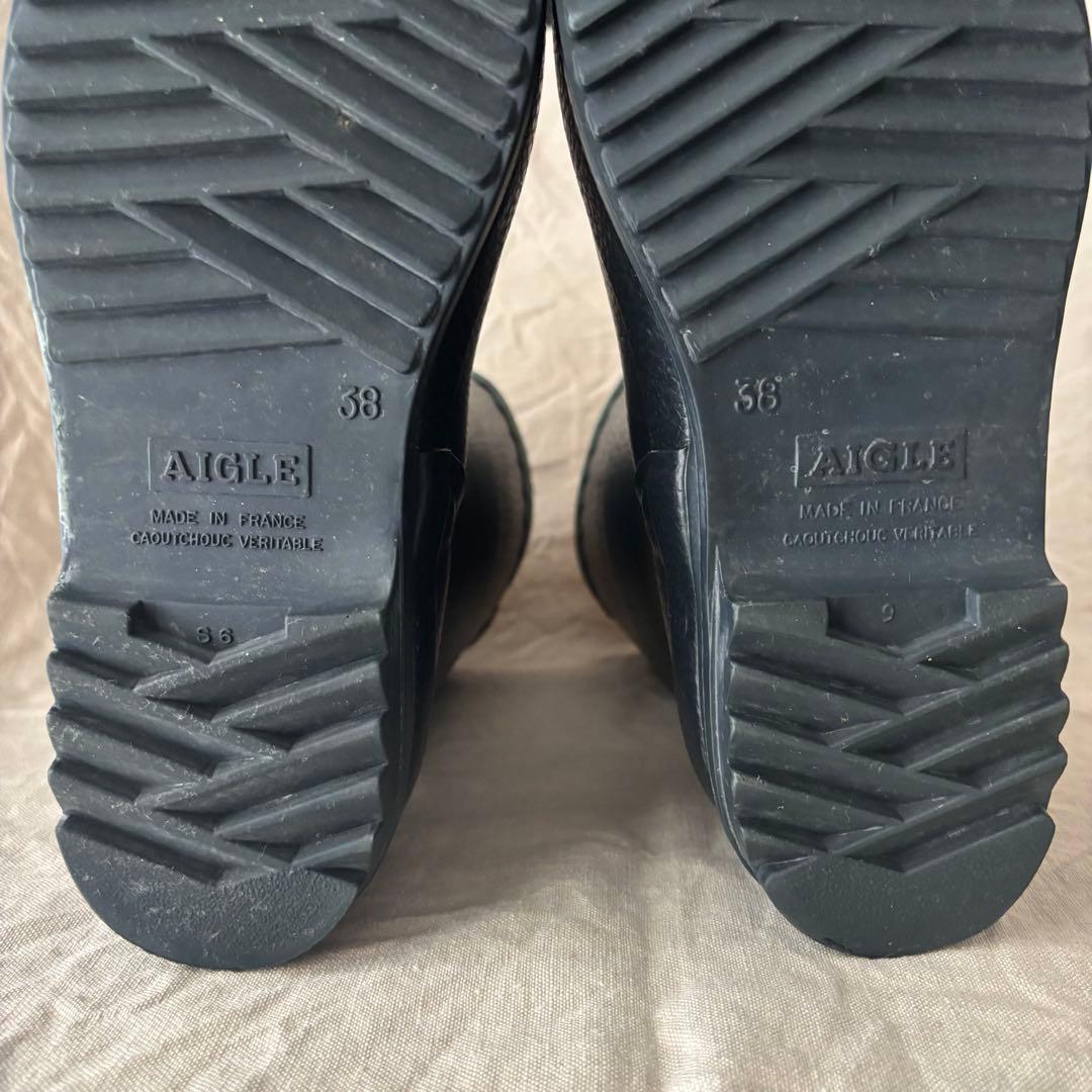 AIGLE ミドルラバーブーツ 38 24.5cm ダークネイビー レインブーツ