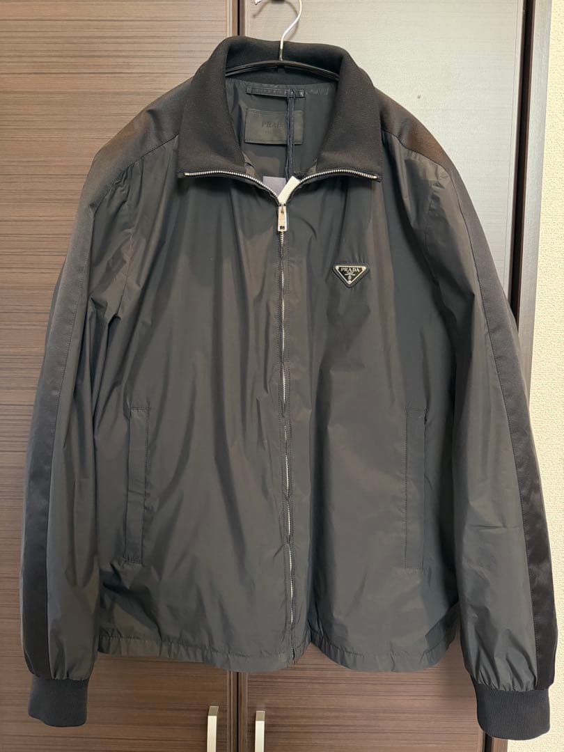 PRADA ブラック シルク ナイロン ジップアップ ジャケット