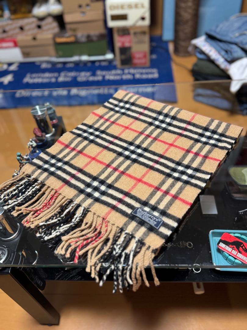 バーバリー マフラー 英国製 ノバチェック ベージュ 90年代 美品 カシミヤ