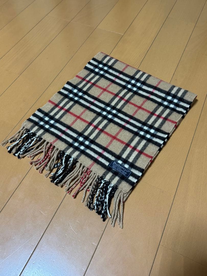 バーバリー マフラー 英国製 ノバチェック ベージュ 90年代 美品 カシミヤ