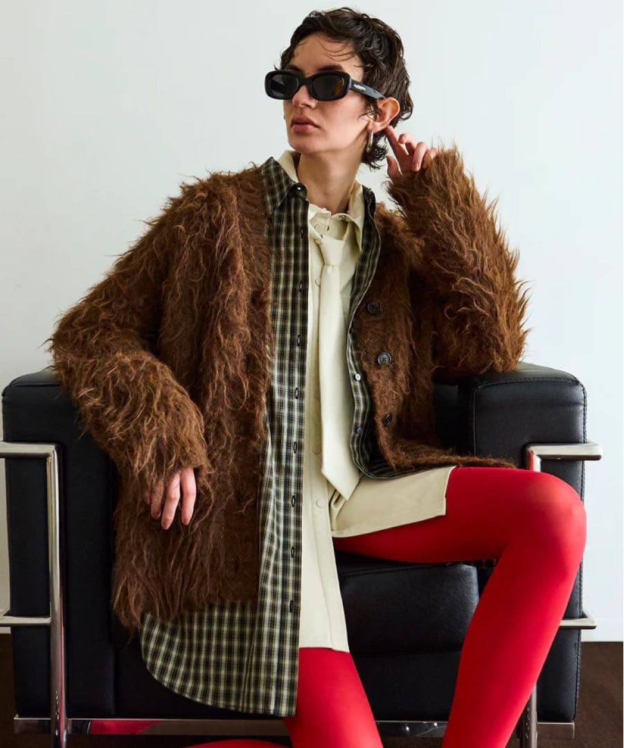 美品　メゾンスペシャル　フラッフィーシャギーカーディガン