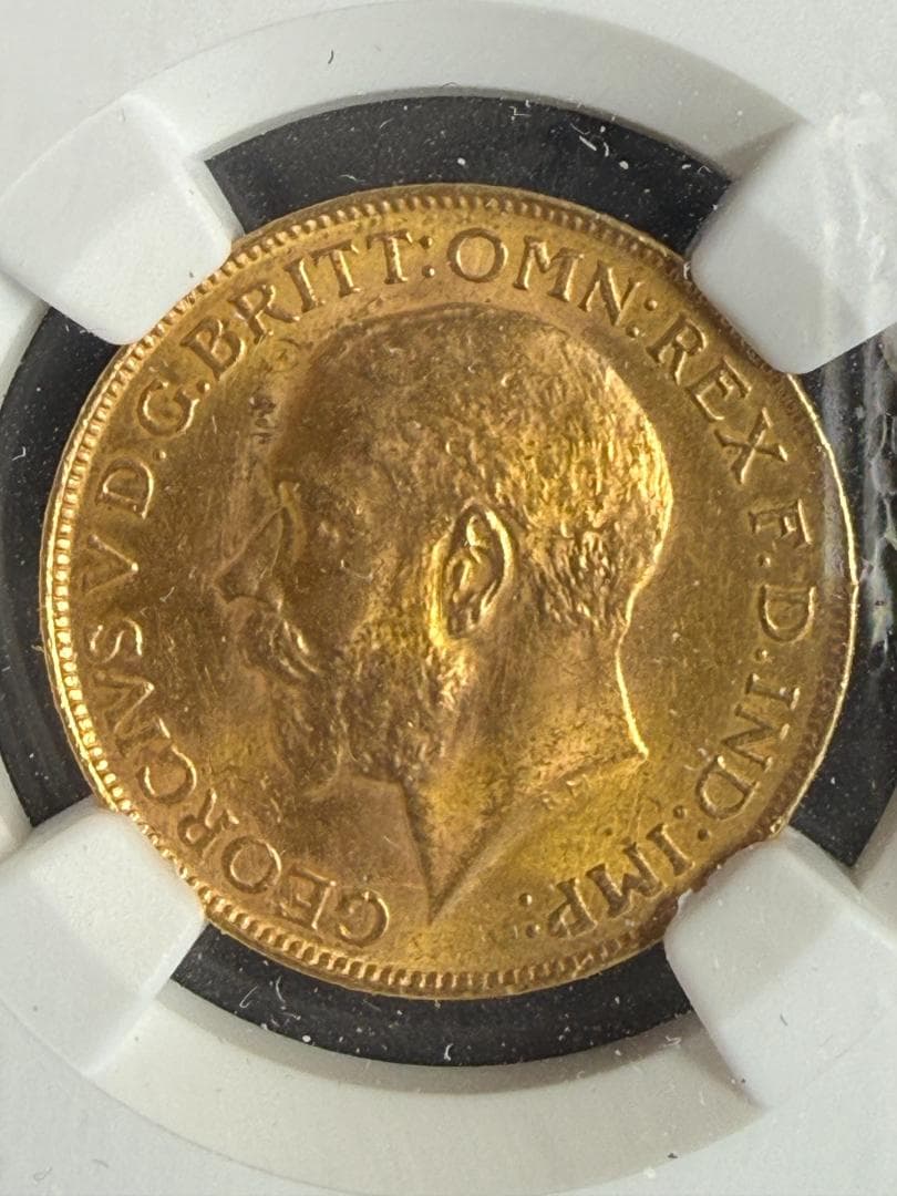 NGC鑑定 MS64／1927年 南アフリカ 1ソブリン金貨 ジョージ5世