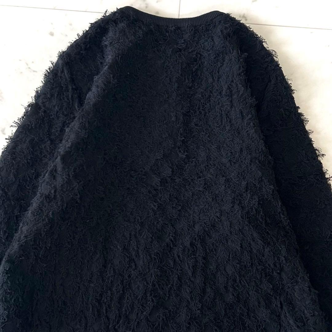 美品 アンタイトル 大きいサイズ 44 フリンジ コットン カーディガン 黒