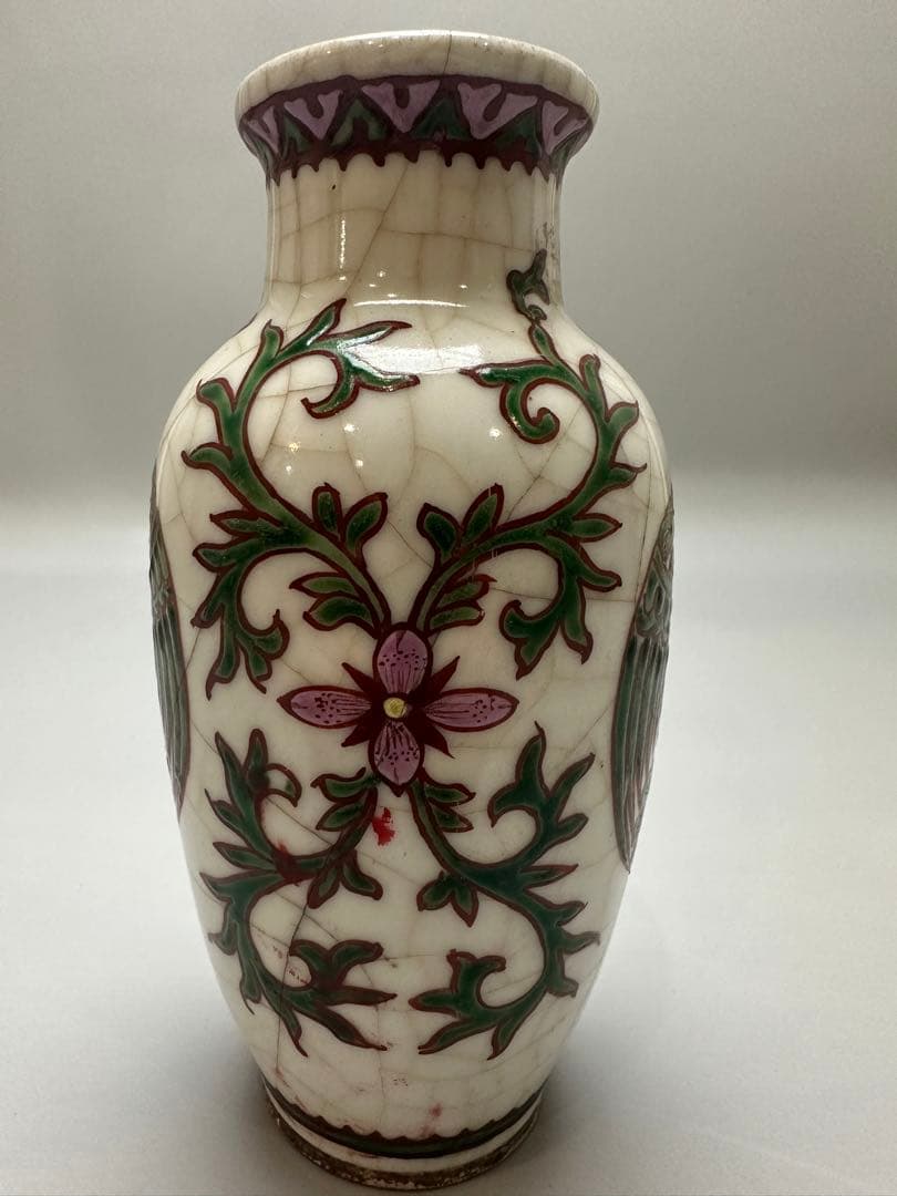 中国 色絵 鳳紋 瓶 16.5cm