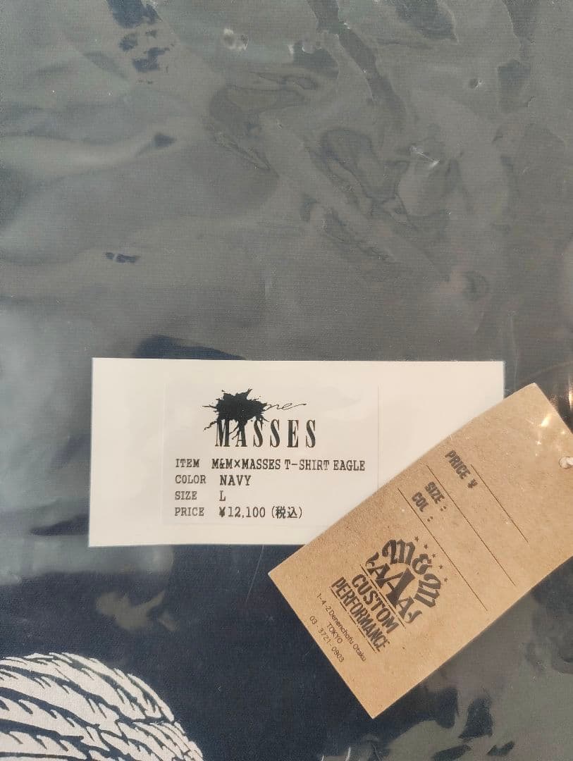 MASSSES T-SHIRT EAGLE ネイビー Lサイズ