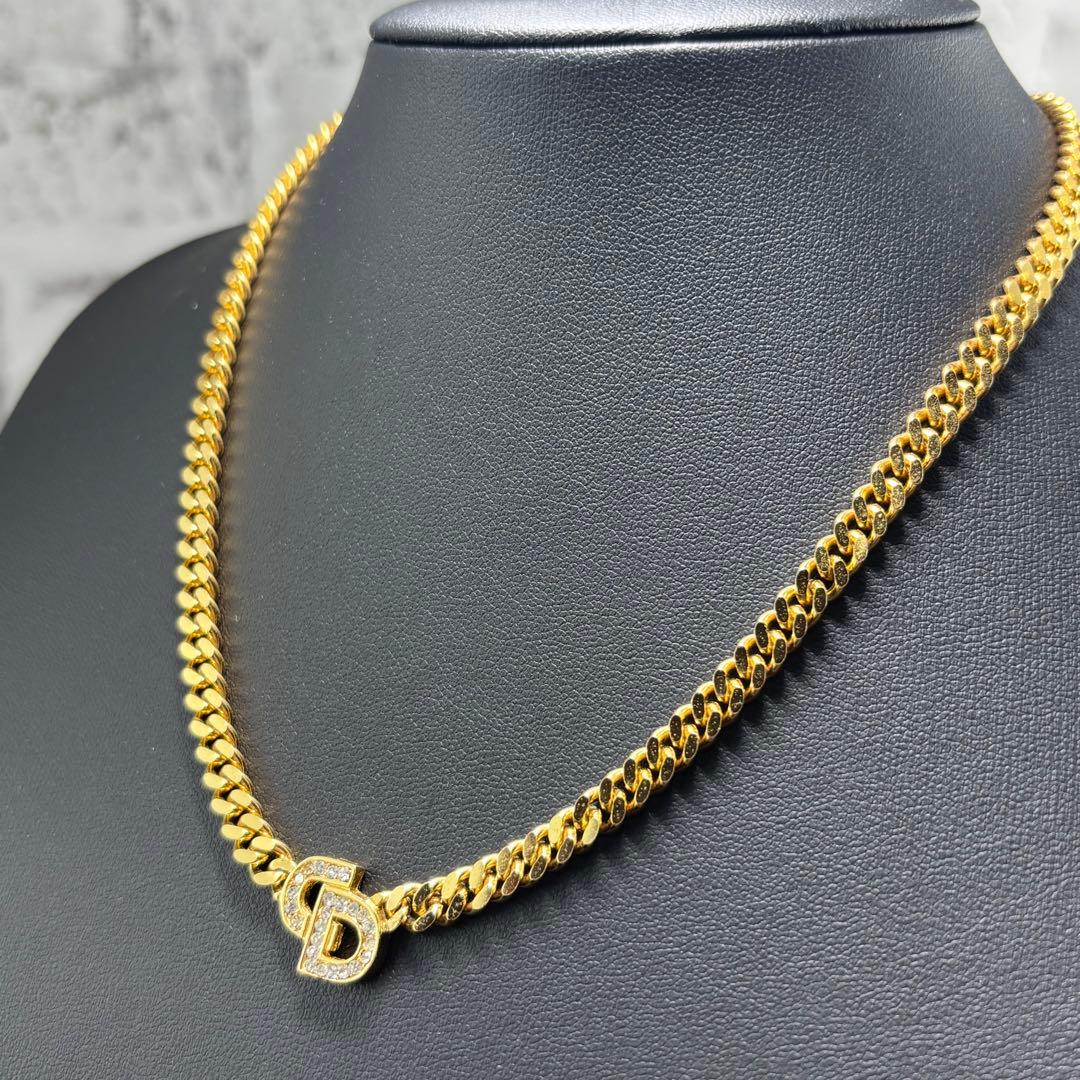美品✨Dior クリスチャンディオール　喜平　ネックレス　ストーン　ゴールド