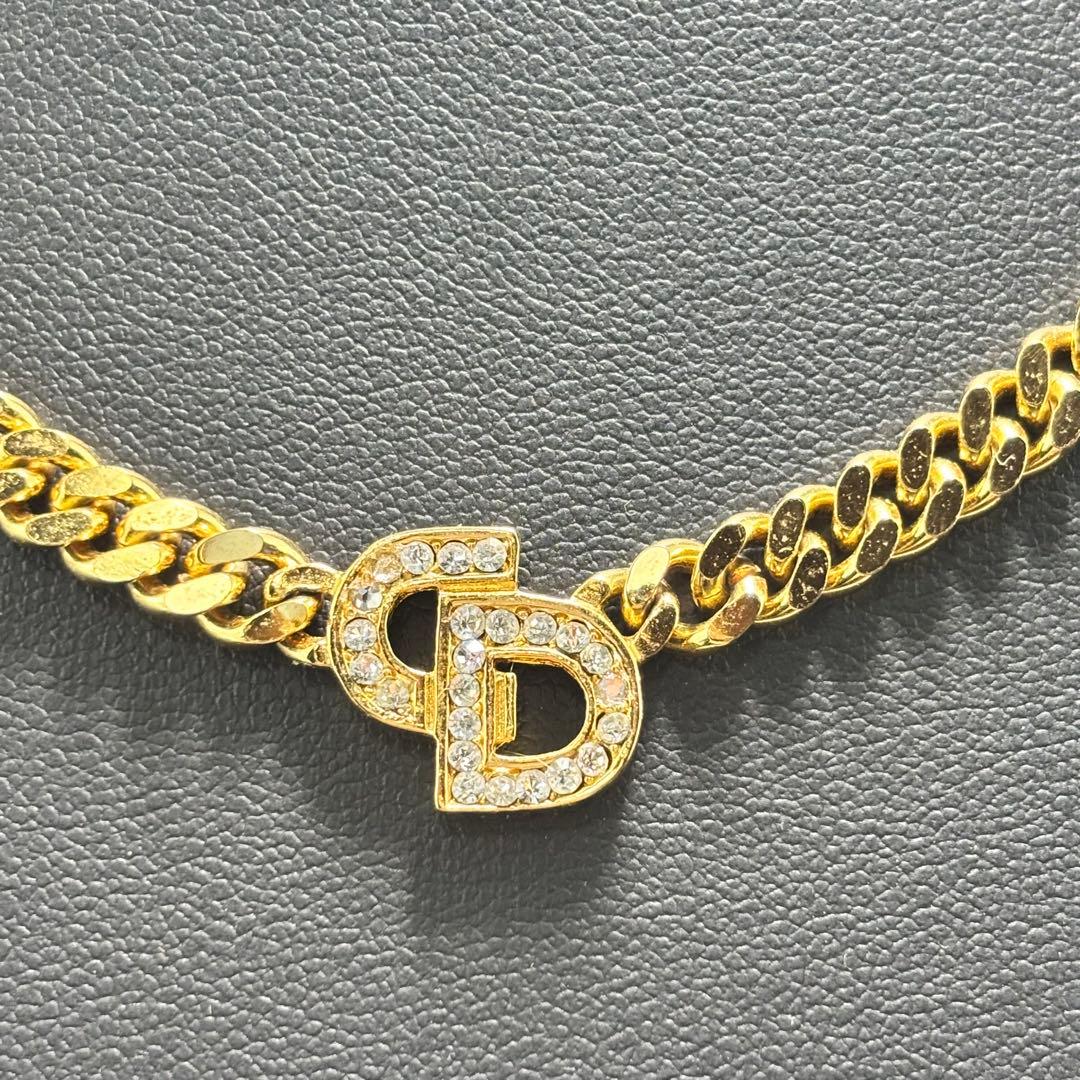 美品✨Dior クリスチャンディオール　喜平　ネックレス　ストーン　ゴールド