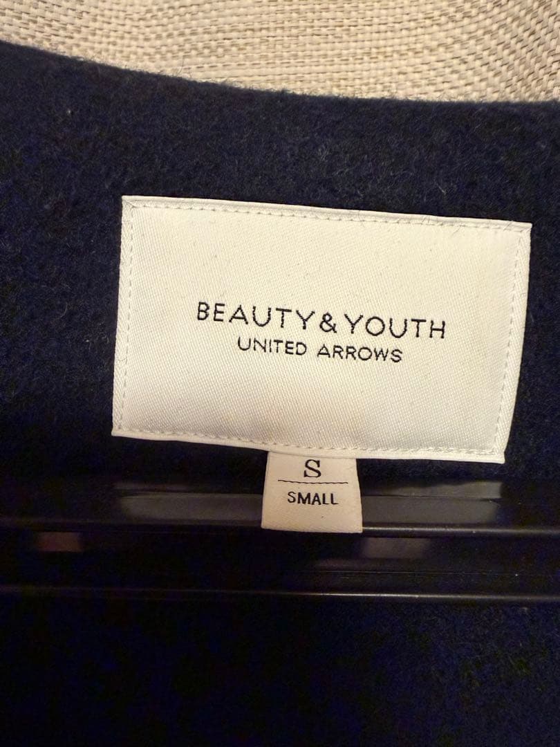 BEAUTY&YOUTH ノーカラーロングコート ネイビー