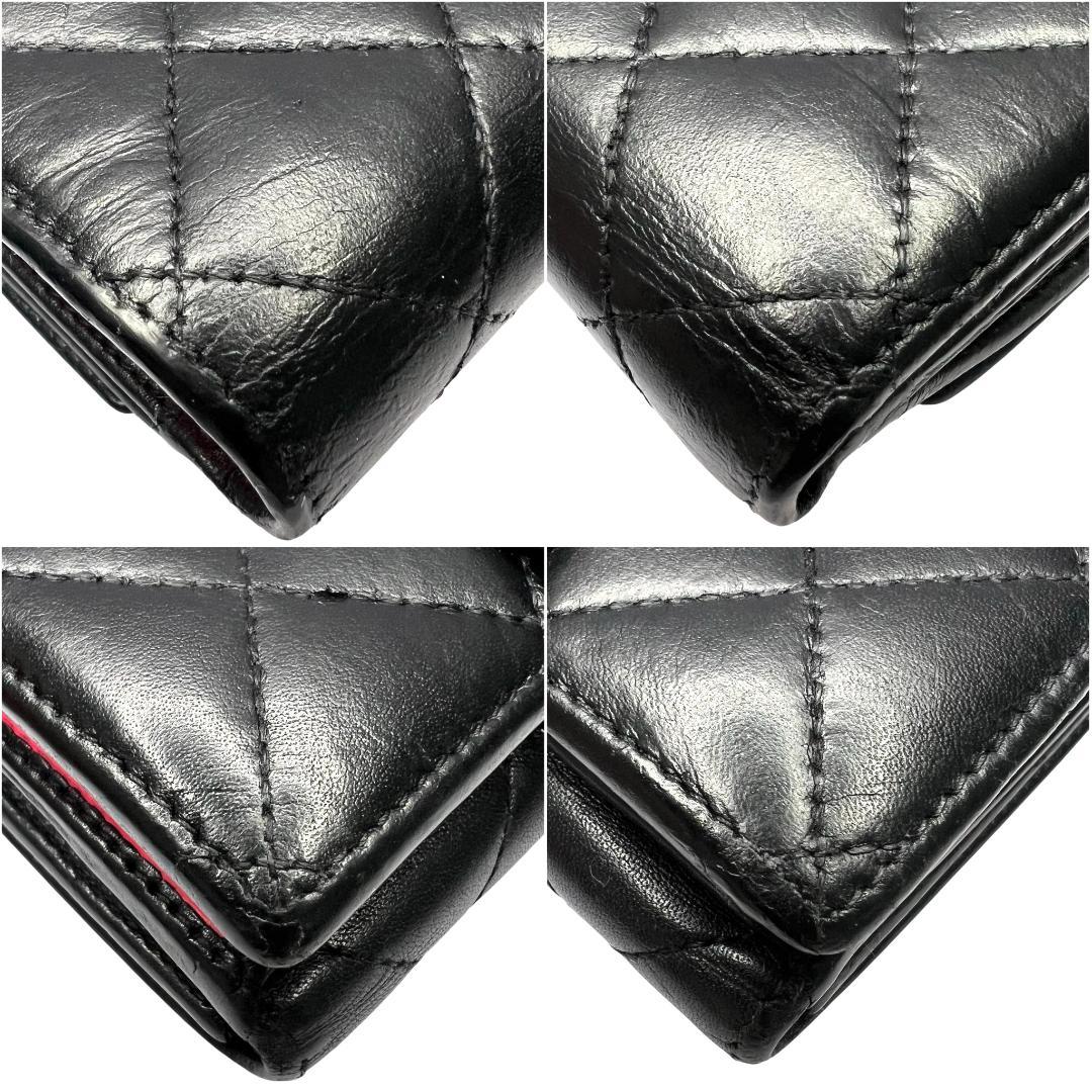 CHANEL シャネル カンボンライン マトラッセ Wホック 二つ折り財布