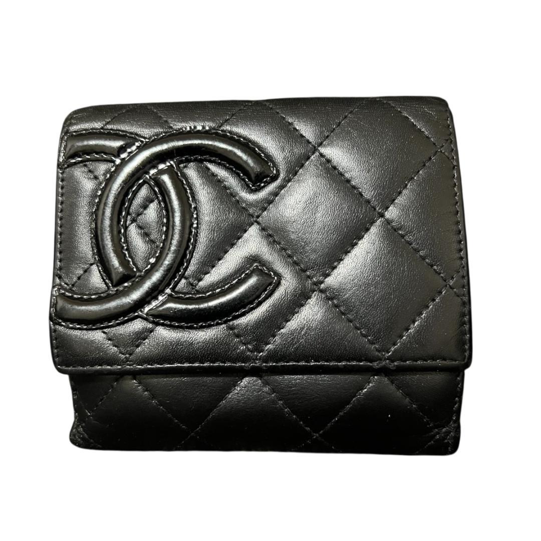 CHANEL シャネル カンボンライン マトラッセ Wホック 二つ折り財布
